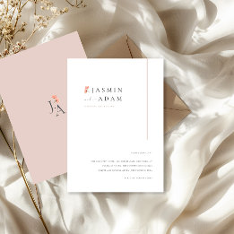 Eleganta Rosa Blommiga Monogram Bröllopsdetaljer Tilläggskort