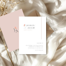 Eleganta Rosa Blommiga Monogram Bröllopsdetaljer Tilläggskort