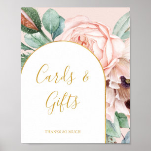 Eleganta Rosa Blommiga Trädgård Pastell Kort Och G Poster
