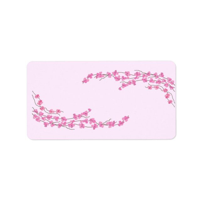 Eleganta rosa blommor adressetikett (Framsidan)