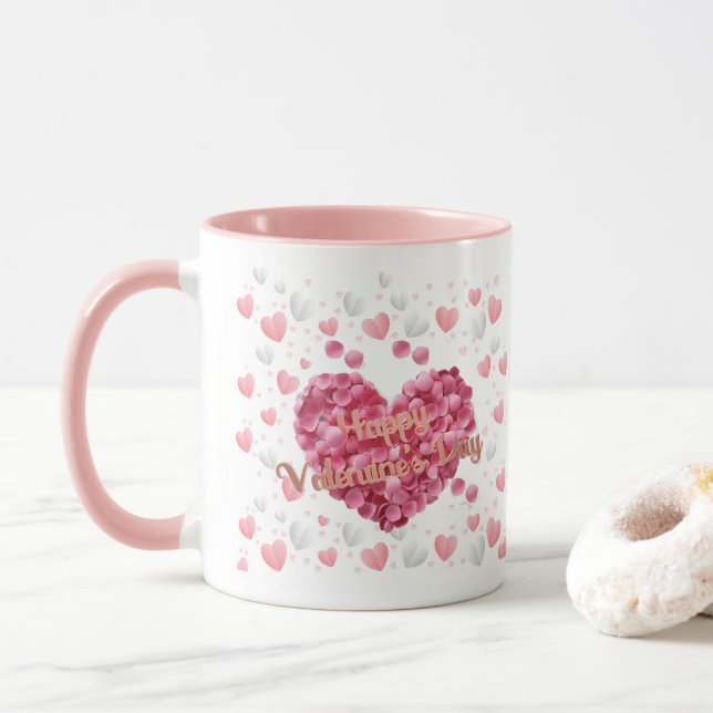 Eleganta Rosa Blommor Alla Hjärtans Dag Mugg (Med munk)