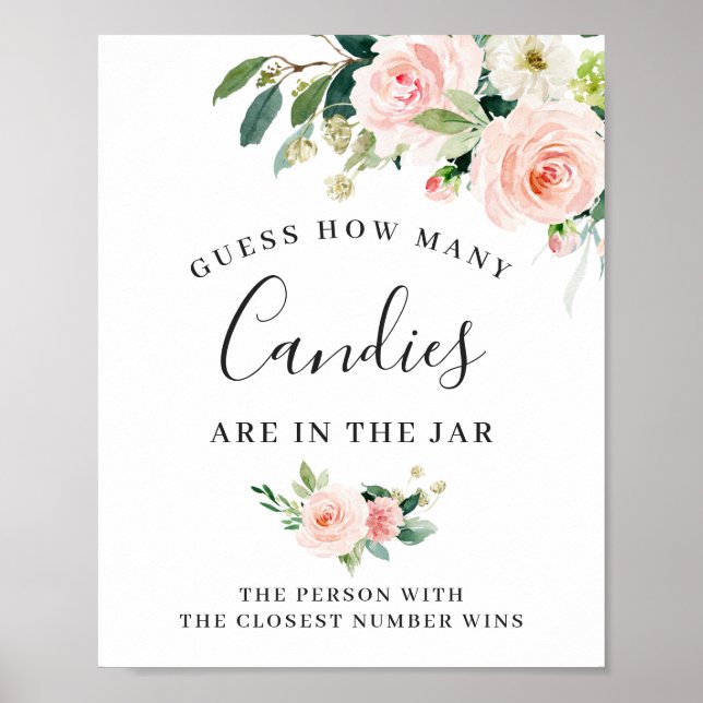 Eleganta Rosa Blommor Blommig Skylt Poster (Framsidan)