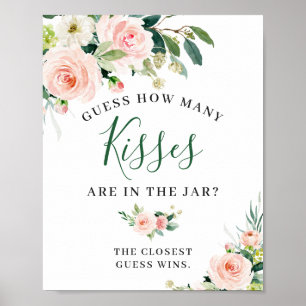 Eleganta Rosa Blommor Blommig Skylt Poster