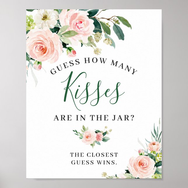 Eleganta Rosa Blommor Blommig Skylt Poster (Framsidan)