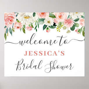 Eleganta Rosa Blommor Boho Bröllopsdusch Poster