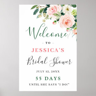 Eleganta Rosa Blommor Boho Bröllopsfest Poster