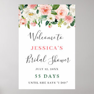 Eleganta Rosa Blommor Boho Bröllopsfest Poster