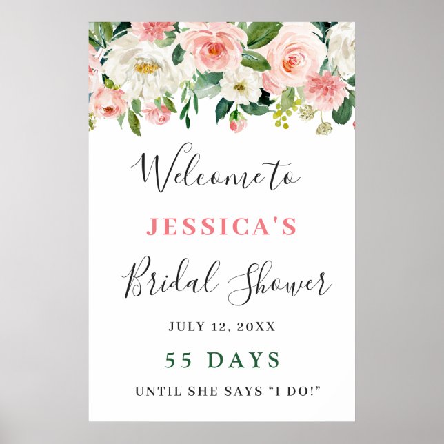Eleganta Rosa Blommor Boho Bröllopsfest Poster (Framsidan)