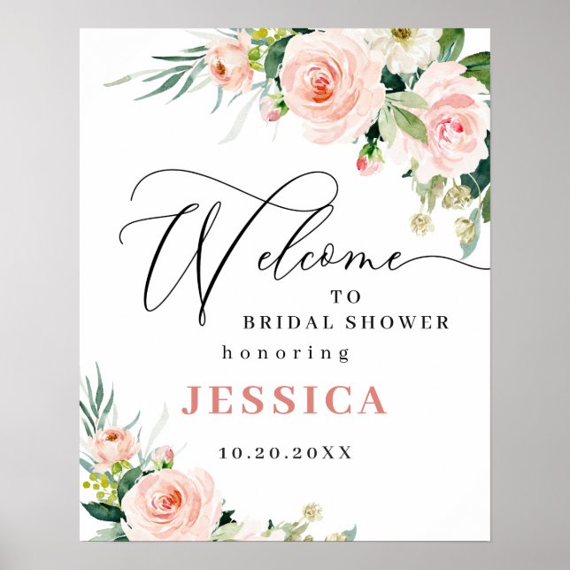 Eleganta Rosa Blommor Boho Bröllopsfest Poster (Framsidan)