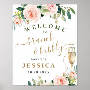 Eleganta Rosa Blommor Boho Bröllopsfest Poster