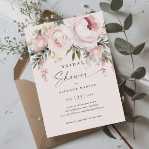 Eleganta rosa blommor Grönska Trädgård Bröllopsdus Inbjudningar