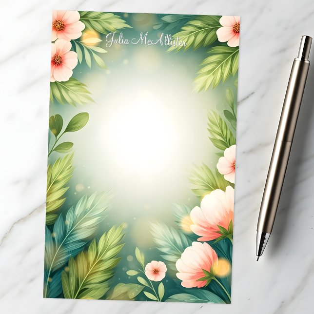 Eleganta rosa blommor med lövlyx brevpapper (Skapare uppladdad)