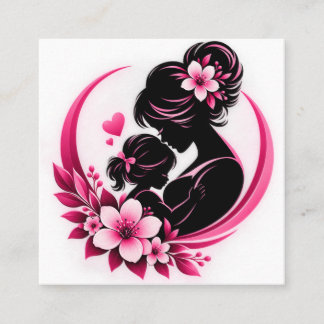 Eleganta rosa blommor moderskap kärlek kvinnor fyrkantigt visitkort