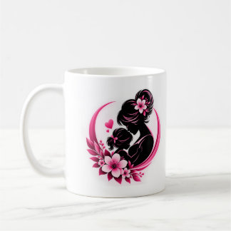 Eleganta rosa blommor moderskap kärlek kvinnor kaffemugg