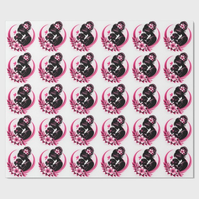 Eleganta rosa blommor moderskap kärlek kvinnor  presentpapper (Platt)