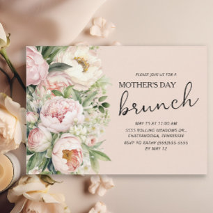 Eleganta rosa blommor Morsdagsbrunch Inbjudningar