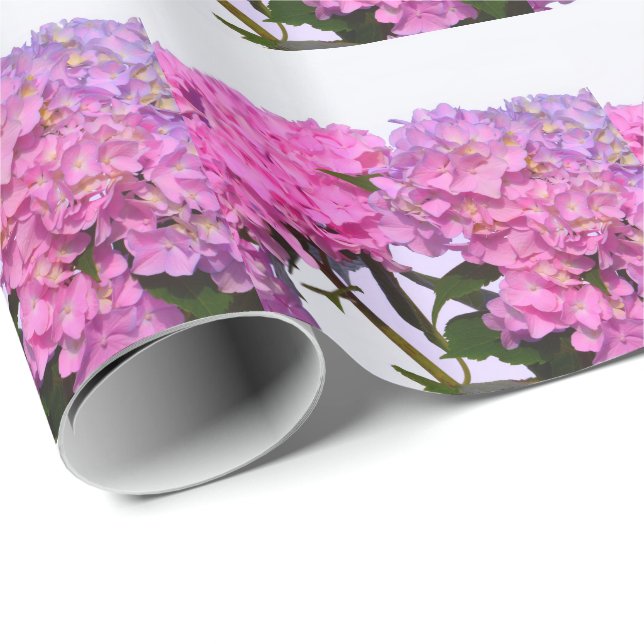 Eleganta rosa blommor rosa hydraeas presentpapper (Rullad Hörn)