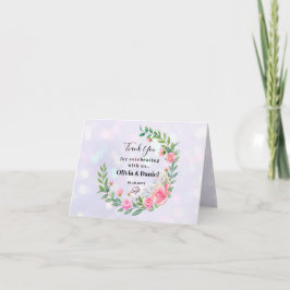 Eleganta Rosa Blommor Tack Bröllop Kort
