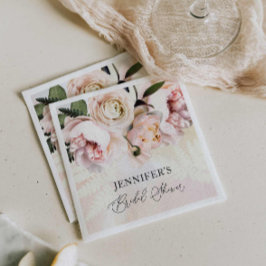 Eleganta rosa blomsterbröllopsdusch pappersservett