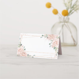 Eleganta Rosa Blushrosor Blommig Rose Gold Placeringskort