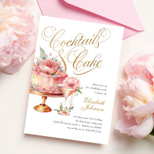 Eleganta Rosa Cocktail- och Tårdfödelsedagsfirande Inbjudningar