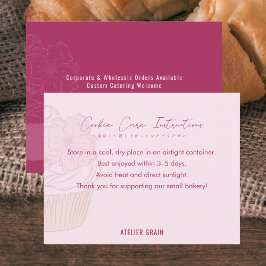 Eleganta Rosa Cupcake Cookie Vårdinstruktioner Tack Kort