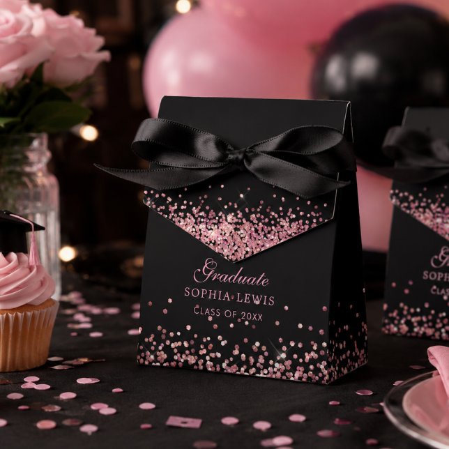 Eleganta rosa diamanter Examen Tacksamhet Presentaskar (Elegant Pink diamonds cap graduation party Thank you favor boxes)