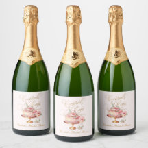 Eleganta rosa drinkar och tårta - bröllopsdusch