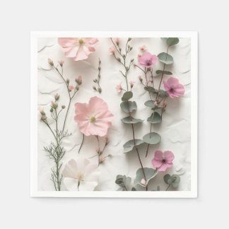 Eleganta Rosa Florala Botaniska Pappersfestservett Pappersservett