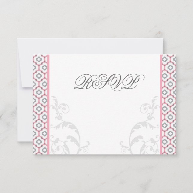 Eleganta rosa & grå trädgårdsbryllopsinbjudningar OSA kort (Framsida)
