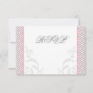 Eleganta rosa & grå trädgårdsbryllopsinbjudningar OSA kort