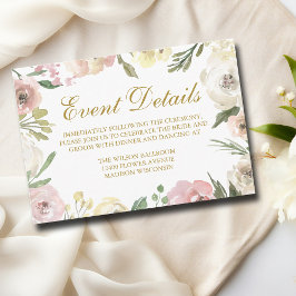 Eleganta Rosa Guld Blommiga Bröllopsdetaljer Tilläggskort