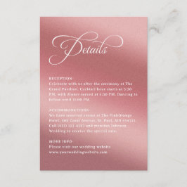 Eleganta Rosa Guld Moderna Bröllopsdetaljer Tilläggskort