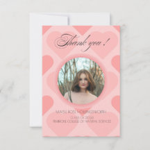 Eleganta rosa hjärtan examens tackkort