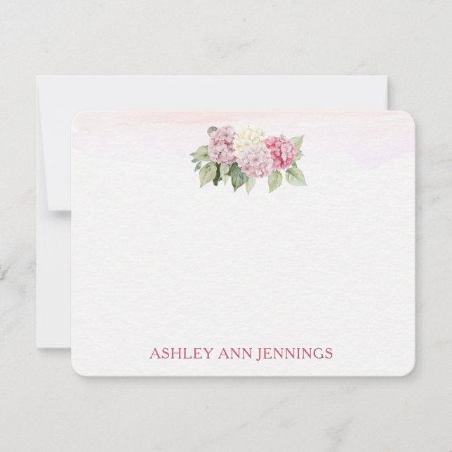 Eleganta Rosa Hydrangea Personlig Brevpapper Anteckningskort (Framsida)