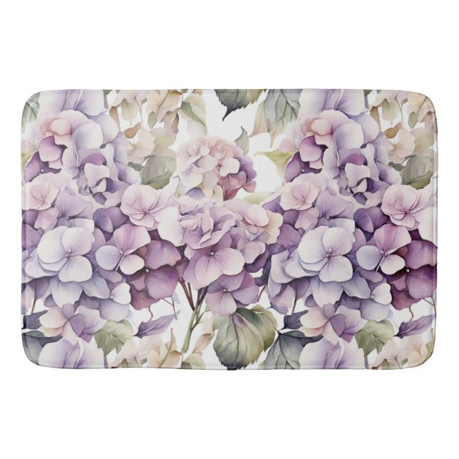 Eleganta rosa lila vattenfärgshortisear  badrumsmatta (Framsidan)