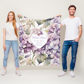 Eleganta rosa lila vattenfärgshortisear  fleecefilt