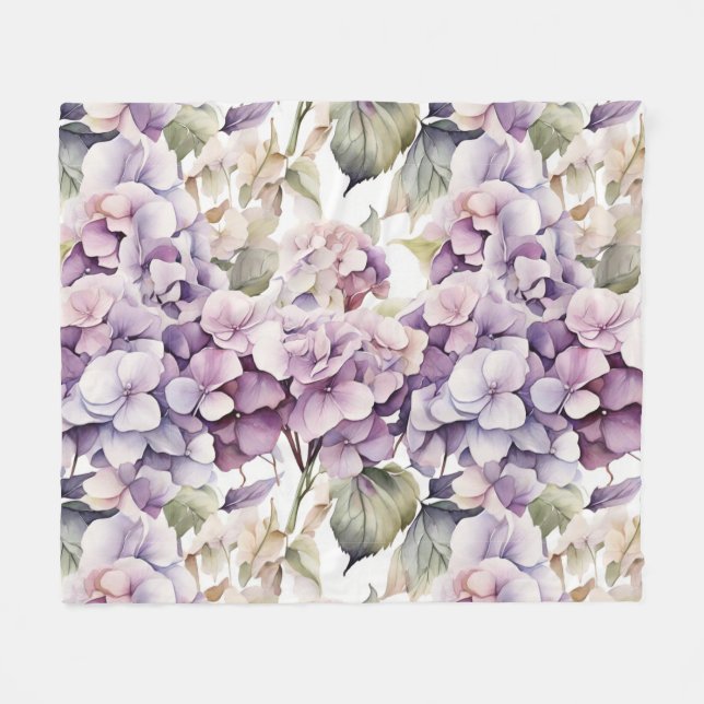 Eleganta rosa lila vattenfärgshortisear  fleecefilt (Framsidan (Horisontell))