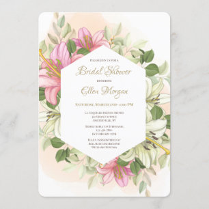 Eleganta Rosa Liljor 2 Inbjudan