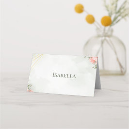 Eleganta rosa liljor & guld geometrisk ram bröllop placeringskort