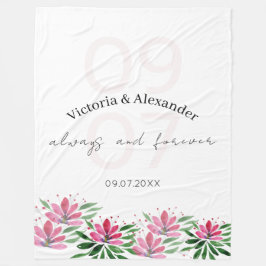 Eleganta rosa lotusblommor akvarellkonst fleecefilt
