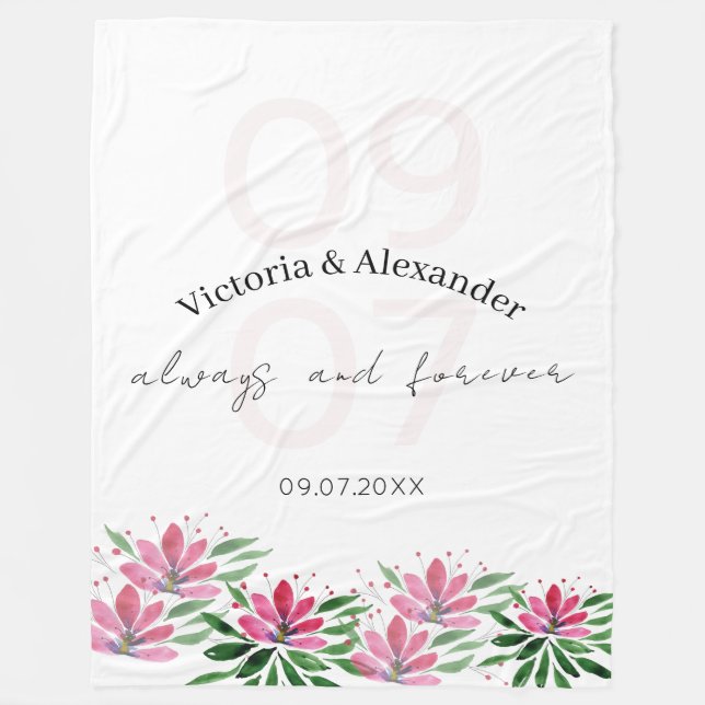 Eleganta rosa lotusblommor akvarellkonst fleecefilt (Framsidan)