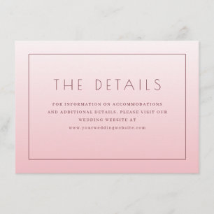 Eleganta rosa minimalistiska bröllopsdetaljer tilläggskort