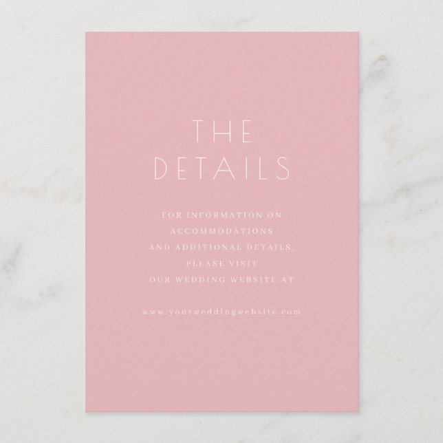 Eleganta rosa minimalistiska detaljer tilläggskort (Framsida)
