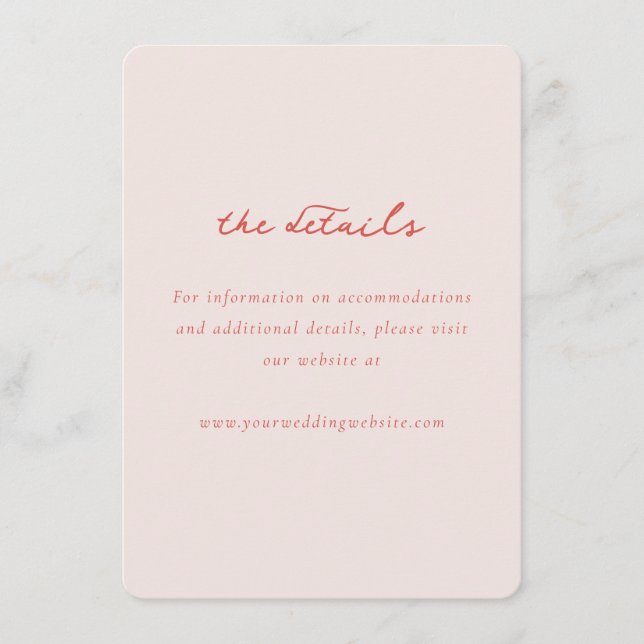 Eleganta Rosa Minimalistiska Detaljer Tilläggskort (Framsida)