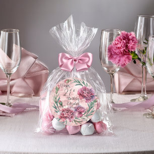 Eleganta rosa nejlikor 21-årsfest runt klistermärke