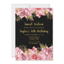 Eleganta rosa och gyllene blommor Sweet Sixteen