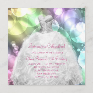 Eleganta rosa och lila Quinceanera-fest Inbjudningar