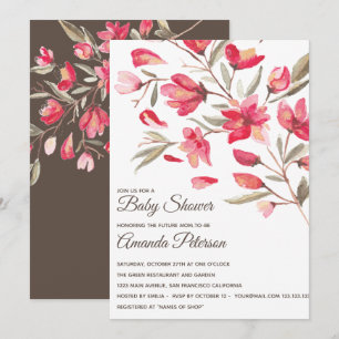 Eleganta rosa och röda blommor i blomning Bebisen Inbjudningar
