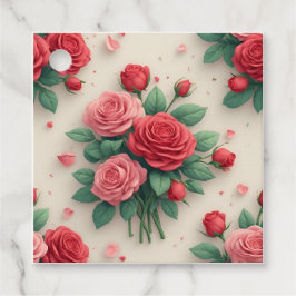 Eleganta rosa och röda rosbuketter gåvor etiketter